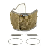 Gold woven turbo blanket with springs and wires for Dodge Ram engine bay cooling
