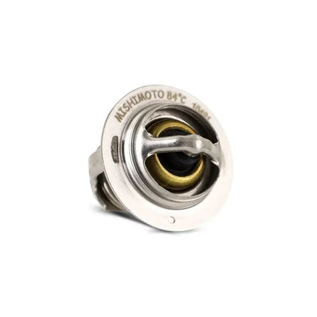 Silver and gold Mishimoto performance thermostat 84c 183f for TRZ 450 engines