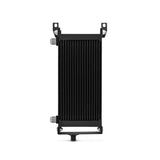 Black rectangular oil cooler with mounting brackets.