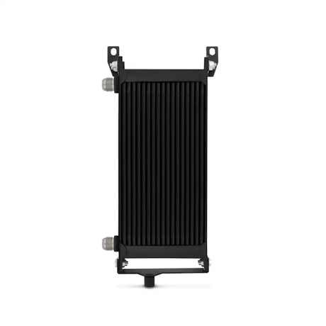 Black rectangular oil cooler.