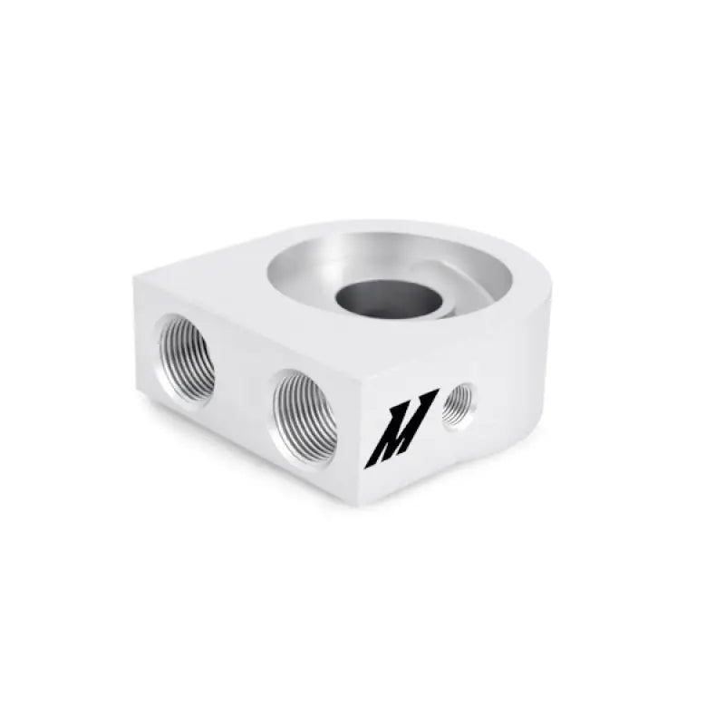Silver aluminum oil filter adapter for Subaru Impreza WRX oil cooler upgrade