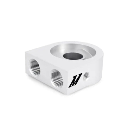 Silver aluminum oil filter adapter for Subaru Impreza WRX oil cooler upgrade