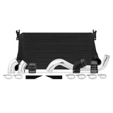 Black intercooler with silver piping and clamps for Mishimoto Duramax intercooler kit