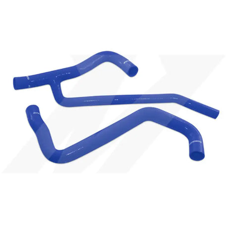 Blue silicone coolant hoses in Mishimoto Ford Mustang V8 hose kit for best fit and durability
