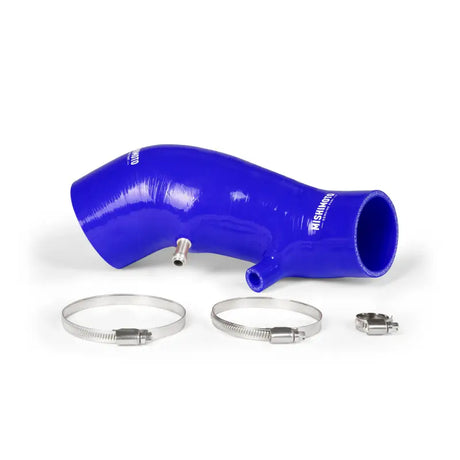Blue silicone induction hose with metal clamps from Mishimoto Honda Civic induction hose kit