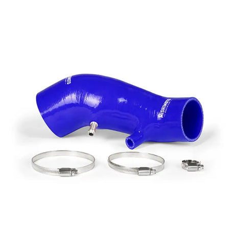 Blue silicone induction hose with metal clamps from Mishimoto Honda Civic Si kit