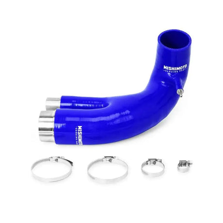 Blue silicone hose Y-pipe with hose clamps from Mishimoto 07-13 Mazda 3 silicone hose kit
