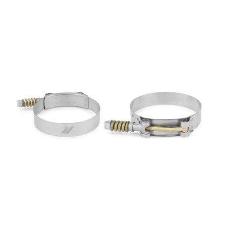 Two metal hose clamps on Mishimoto intercooler pipe for Cummins pipe boot kit