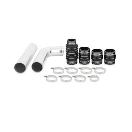 Automotive intake kit featuring Mishimoto intercooler pipe and boot kit for Cummins pipe