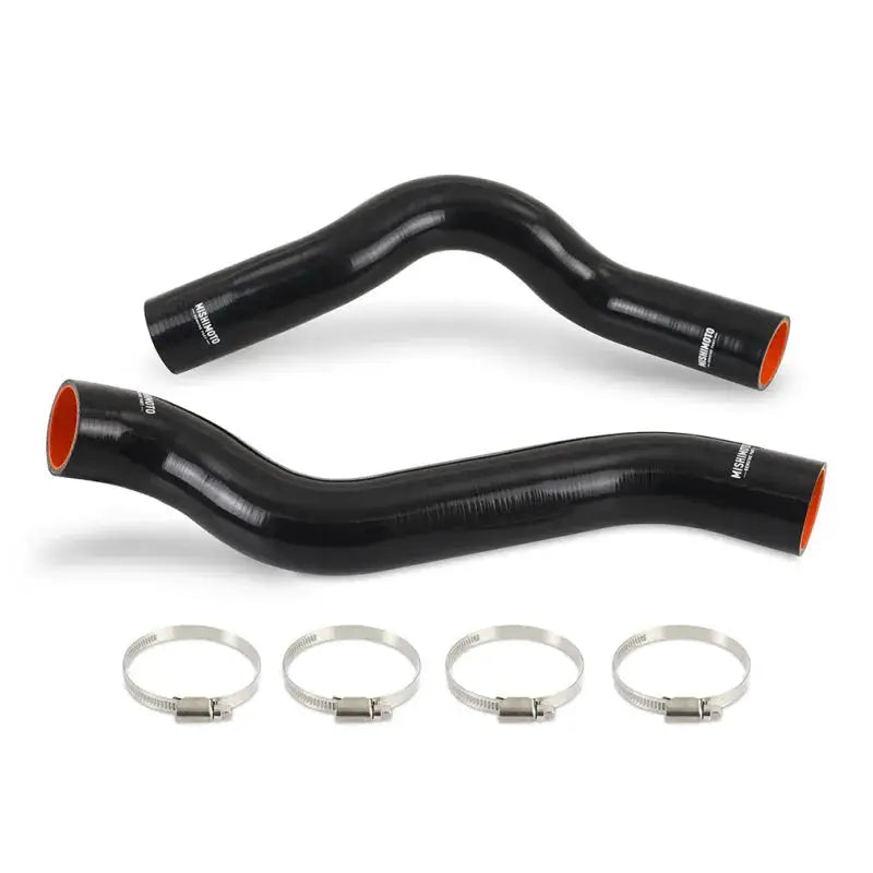 Black silicone coolant hoses with clamps from Mishimoto Dodge Viper silicone hose kit