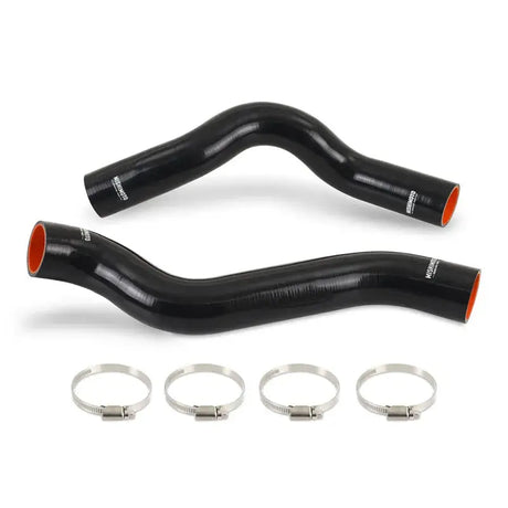 Black silicone coolant hoses with clamps from Mishimoto Dodge Viper silicone hose kit