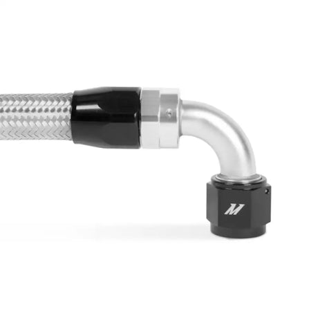 Braided hose with 90-degree fitting for Mishimoto Subaru WRX oil cooler kit