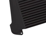 Black intercooler with mounting flange for Subaru WRX top-mount intercooler kit