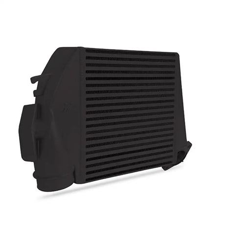 Black intercooler with horizontal fins from Mishimoto Subaru WRX top-mount intercooler kit
