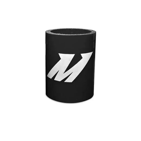 Black silicone coupler with white logo, Mishimoto 1.25 inch black straight coupler