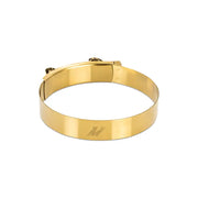 Gold-colored stainless steel T-bolt clamp for 1.25 inch stainless steel hoses