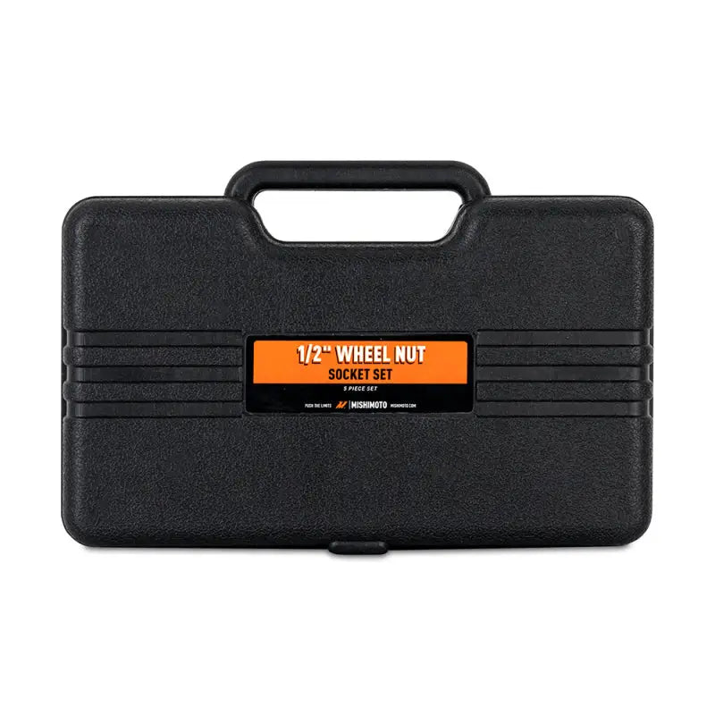 Mishimoto 1/2in. Wheel Nut Socket Set - 5pc in black carrying case with orange label.