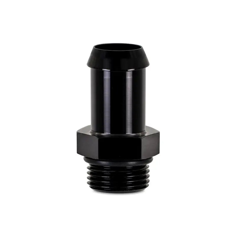 Black metal hose fitting with 4in hose barb for Mishimoto -10 ORB to 3/4in Aluminum Fitting