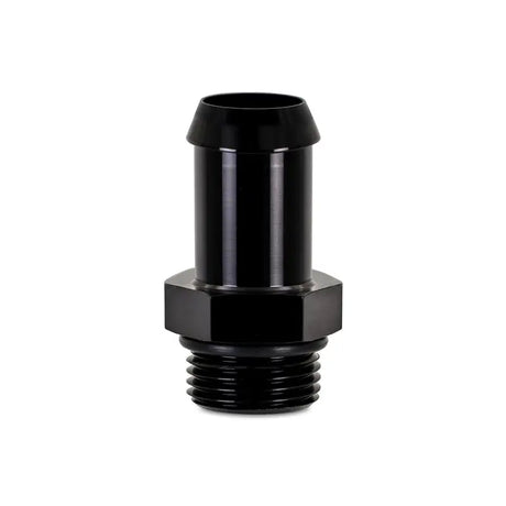 Black metal hose fitting with 4in hose barb for Mishimoto -10 ORB to 3/4in Aluminum Fitting