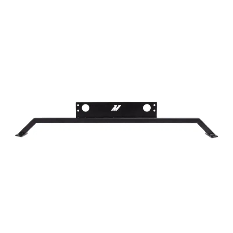 Black metal strut bar from Mishimoto oil cooler kit for 2011-2014 Ford Mustang GT