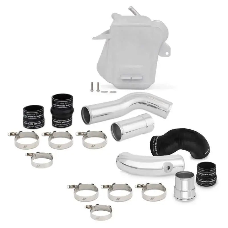 Mishimoto Mishimoto 11-16 Ford 6.7L Powerstroke Air-To-Water Intercooler Kit - Wrinkle Silverw/ Polished Pipes