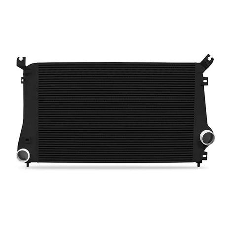 Black intercooler with silver inlets in Mishimoto Chevrolet GMC Duramax intercooler kit