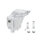 Silver aluminum secondary expansion tank with fittings for Ford 6.7L Powerstroke engine