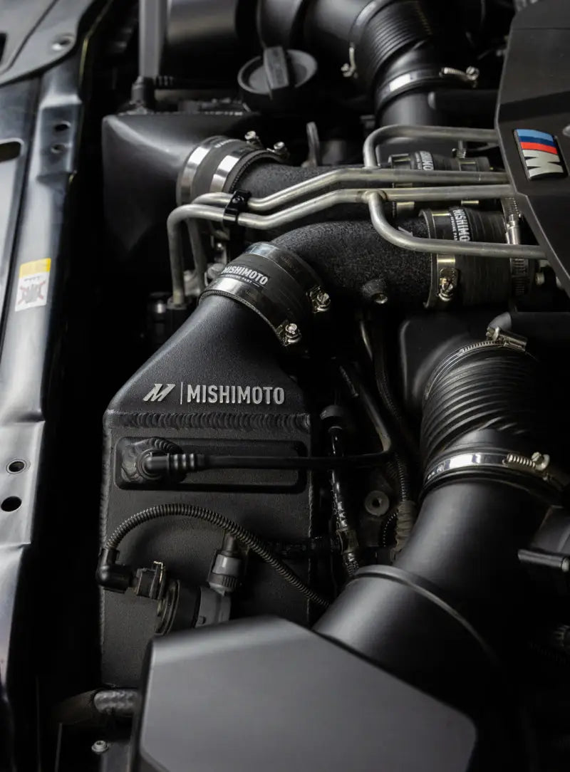Black Mishimoto engine component from BMW F10 M5 intercooler kit for F10 M5 upgrade