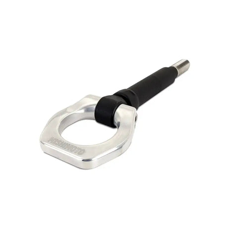 Silver tow hook with black shaft for Subaru BRZ and WRX front racing setup