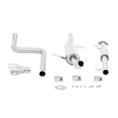 Shiny stainless steel Ford Fiesta cat-back exhaust with polished tips