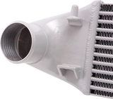 White aluminum Mishimoto performance intercooler for Ford Fiesta ST 14-16