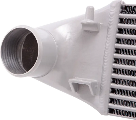White aluminum Mishimoto performance intercooler for Ford Fiesta ST 14-16