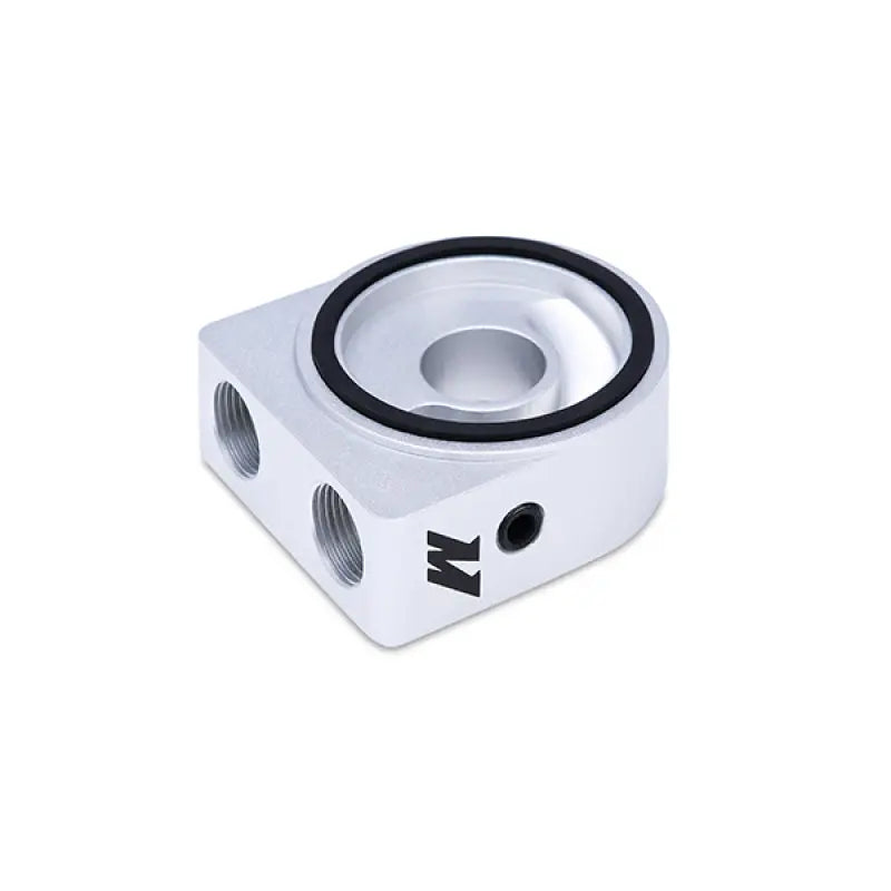 Silver aluminum oil filter adapter for Mishimoto Ford Fiesta ST oil cooler kit