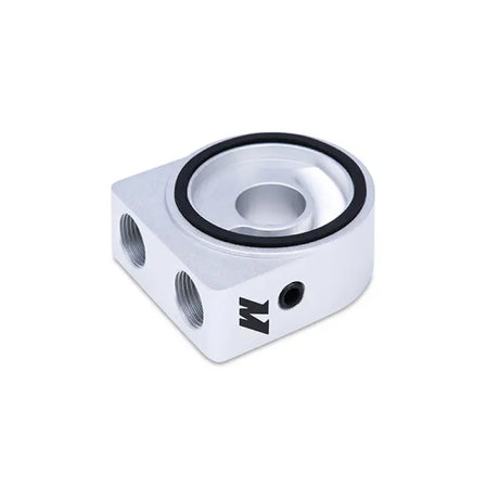 Silver aluminum oil filter adapter for Mishimoto Ford Fiesta ST oil cooler kit