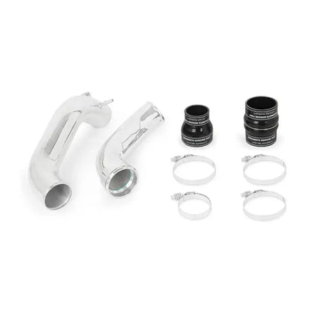 Chrome-colored metal intercooler pipe from Mishimoto 15-17 Ford F-150 pipe kit
