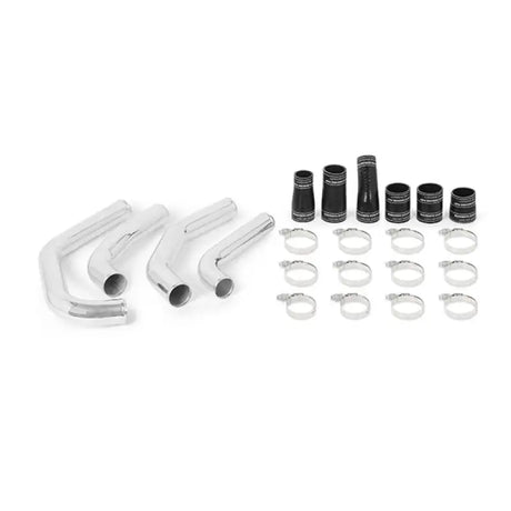 Chrome pipes, black couplers, and hose clamps for Mishimoto F-150 intercooler pipe kit