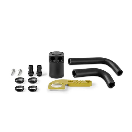 Automotive oil catch can kit for BMW F8X M3 M4 with baffled oil catch design in Austin Yellow