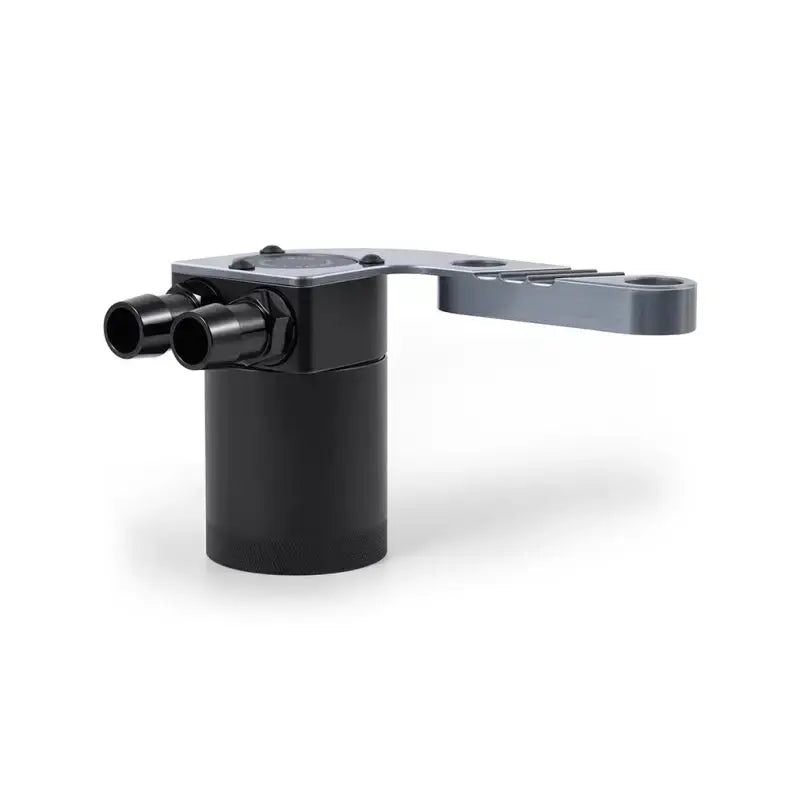 Black baffled oil catch can with gray mounting bracket for BMW F8X M3/M4