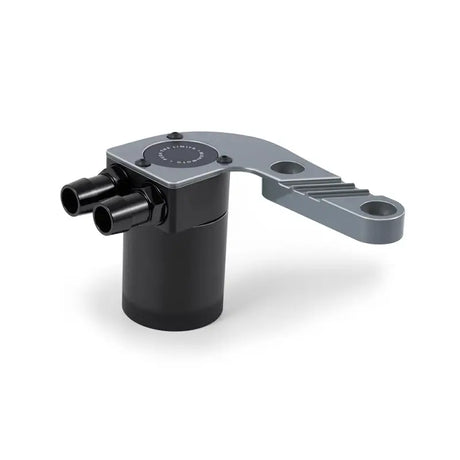 Black and gray Mishimoto baffled oil catch can for BMW F8X M3/M4 Lime Rock Gray