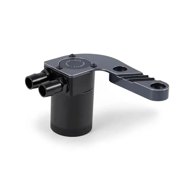 Black and gray Mishimoto baffled oil catch can for BMW F8X M3/M4 with mount bracket