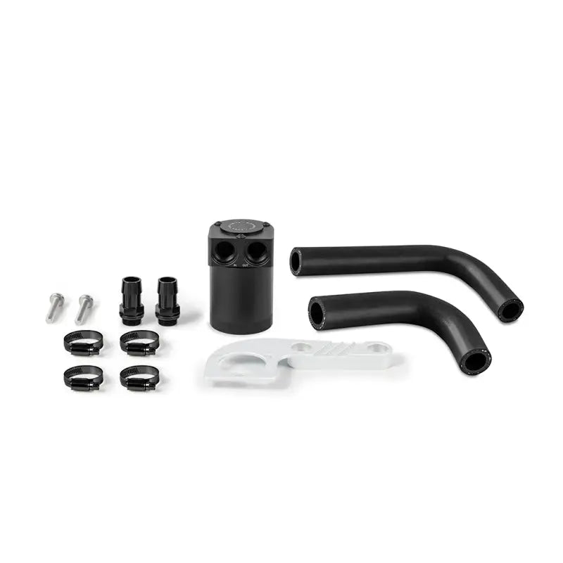 Black Mishimoto baffled oil catch can kit for 15-20 BMW F8X M3 M4 in Mineral White
