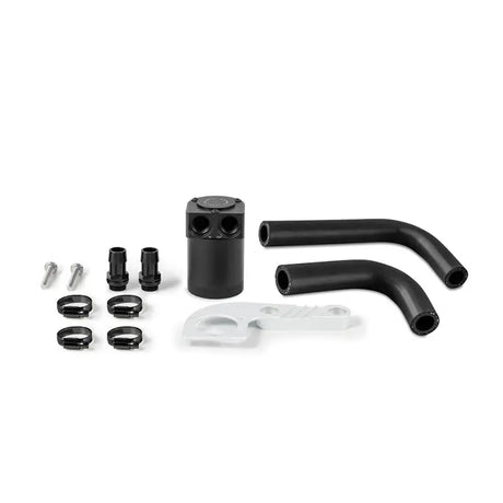 Black Mishimoto baffled oil catch can kit for 15-20 BMW F8X M3 M4 in Mineral White