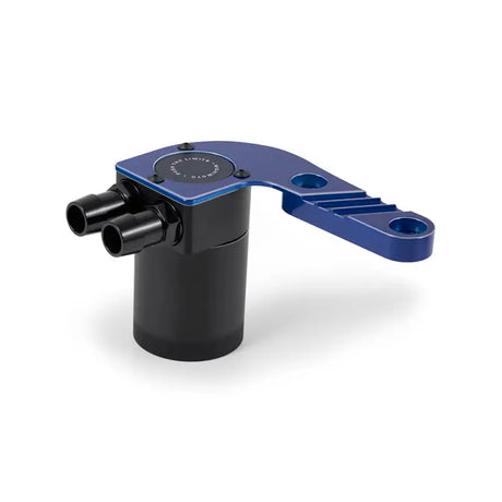 Black and blue Mishimoto baffled oil catch can for BMW F8X M3/M4 San Marino Blue