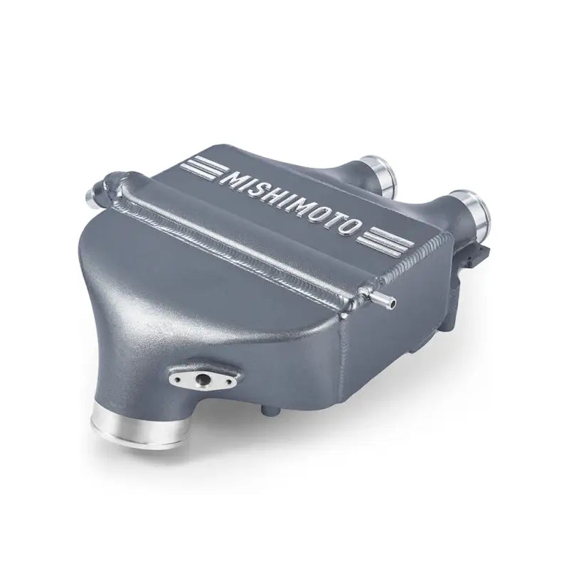 Gray Mishimoto intercooler from BMW F8X M3/M4 intercooler power pack in frozen dark gray