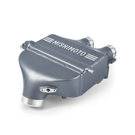 Gray Mishimoto intercooler from BMW F8X M3/M4 intercooler power pack in frozen dark gray