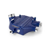 Blue metal intercooler with silver fittings from Mishimoto BMW F8X M3/M4 power pack
