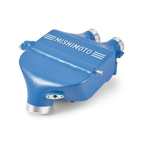 Blue Mishimoto intercooler from the F8X M3/M4 power pack for upgraded intercooler power