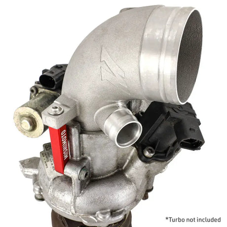 Silver metal turbocharger component for Mishimoto 15-21 VW Golf GTI turbo inlet pipe