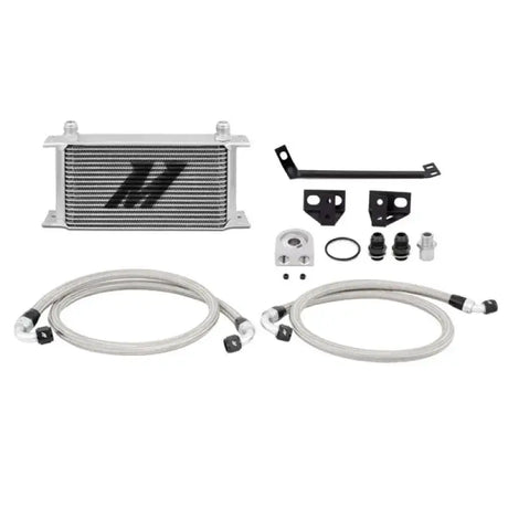 Oil cooler kit with braided hoses and mounting hardware for Ford Mustang EcoBoost
