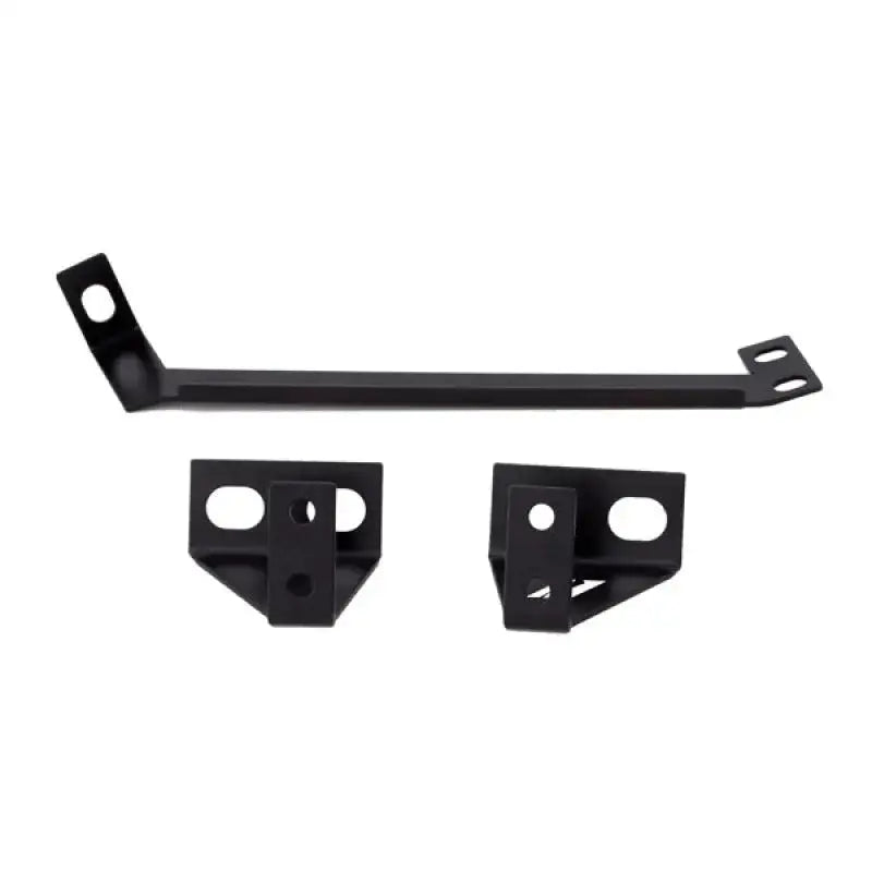 Black metal mounting brackets for Ford Mustang oil cooler kit in Mishimoto 15 EcoBoost